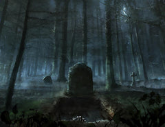 Midnight Forest With A Bone Hand From The Grave Halloween Photography Backdrop J-0215 Shopbackdrop