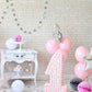 Milk White Brick Wall With Pink Balloons On Wood Floor For Baby 1 Birthday Backdrop Shopbackdrop