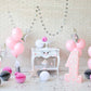 Milk White Brick Wall With Pink Balloons On Wood Floor For Baby 1 Birthday Backdrop Shopbackdrop