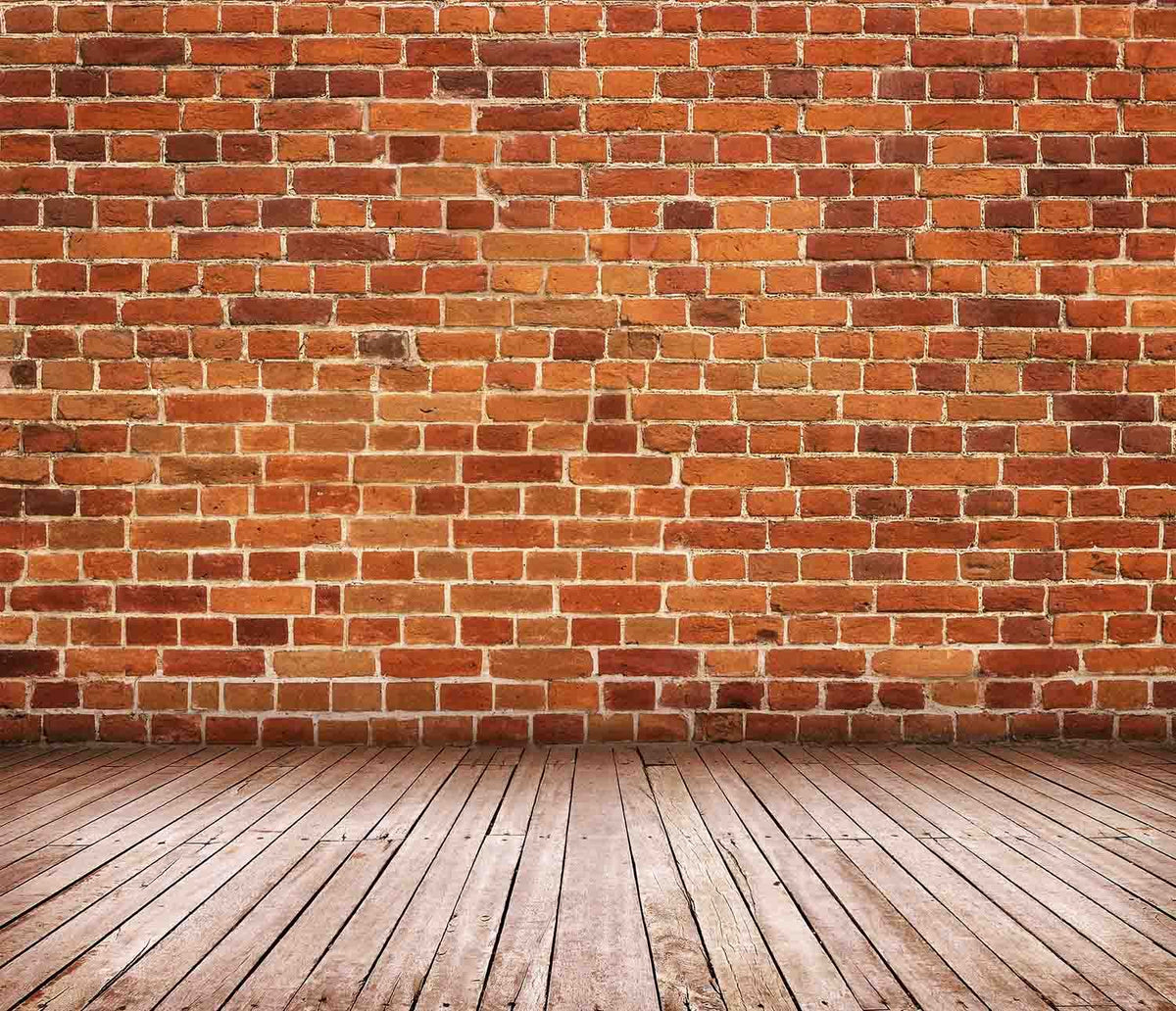 Mottled Red Brick City Wall With Wood Floor Photography Backdrop Shopbackdrop