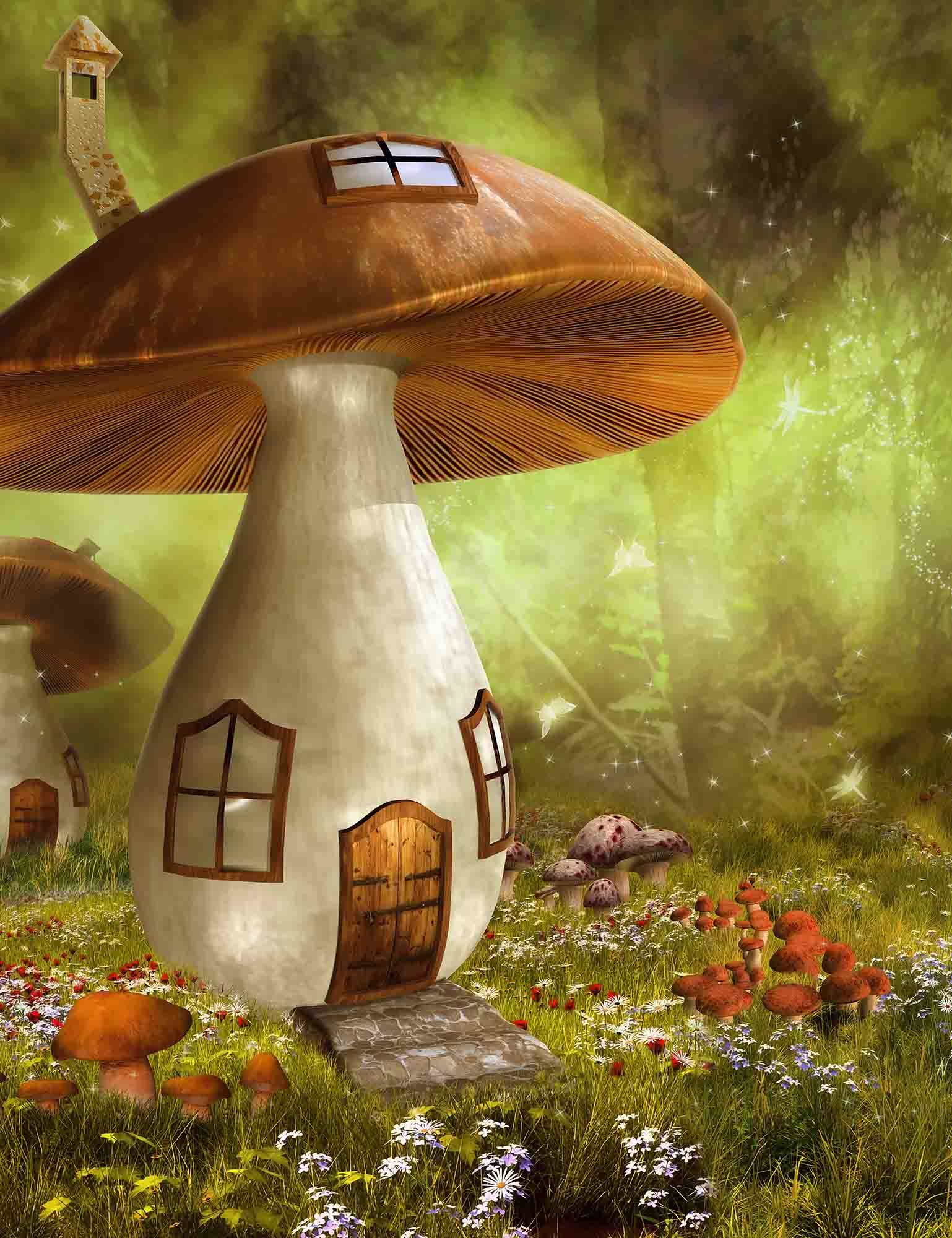 Mushroom Rooms With Pumpkin Photography For Halloween Backdrop Shopbackdrop