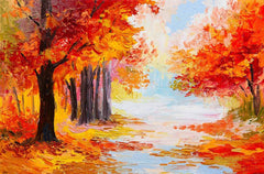 Oil Hand Painted Autumn Maple Scenery Photography Backdrop J-0974 Shopbackdrop