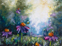 Oil Painted Flowers In Forest Photography Backdrop N-0041 Shopbackdrop