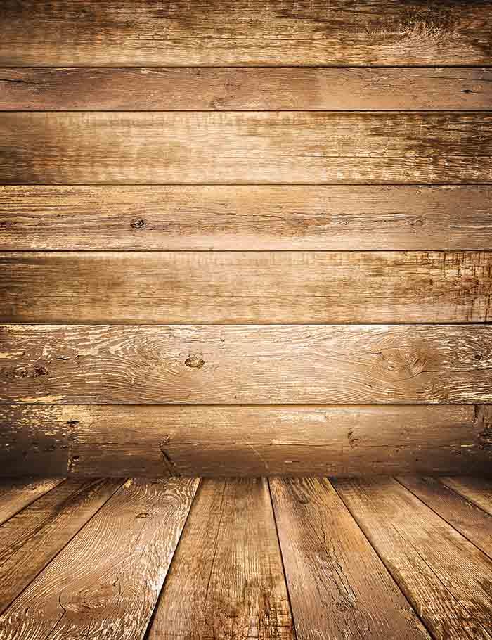 Old Brown Wooded Wall With Wood Floor Mat Photography Backdrop J-0062 Shopbackdrop