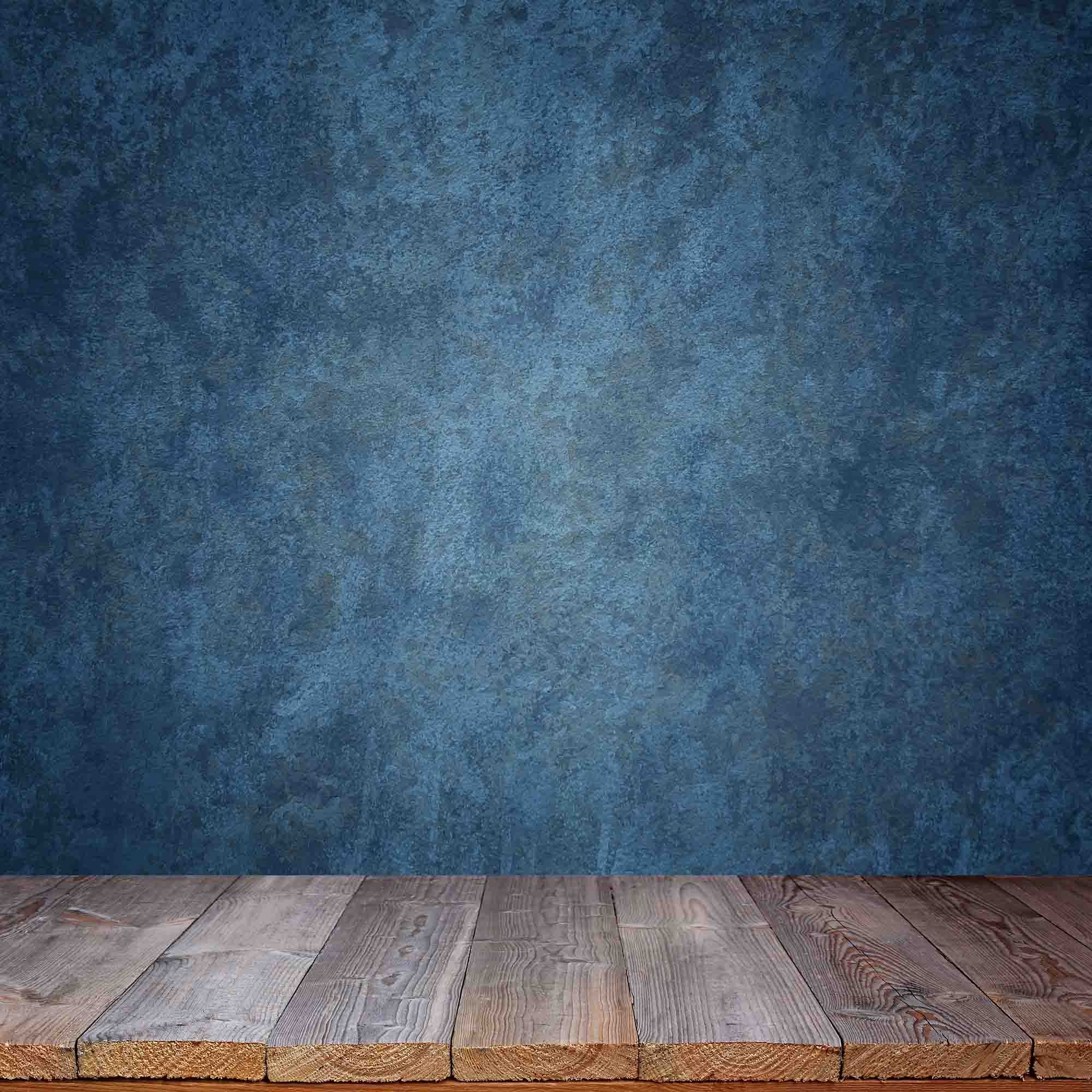 Old Master Marine Blue Background Wall With Wood Floor Backdrop Shopbackdrop