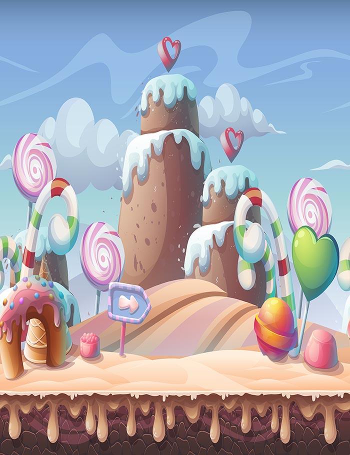 Painted Candy Mountain House Christmas Crutch For Children Photography Backdrop J-0367 Shopbackdrop