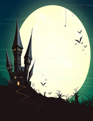 Painted Castle With Moonlight For Halloween Photography Backdrop N-0011 Shopbackdrop