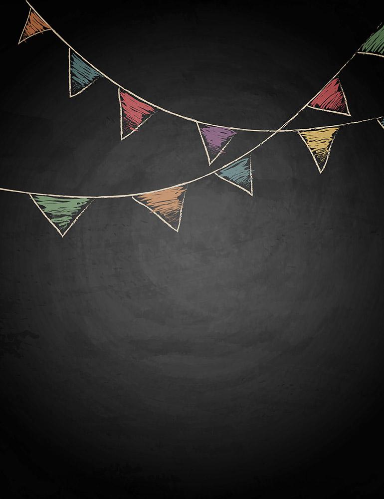 Painted Colorful Party Flags On Chalkboard Photo Backdrop Shopbackdrop