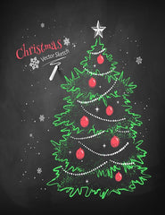 Painted Green Christmas Tree On Blackboard For Holiday Photography Backdrop N-0010 Shopbackdrop