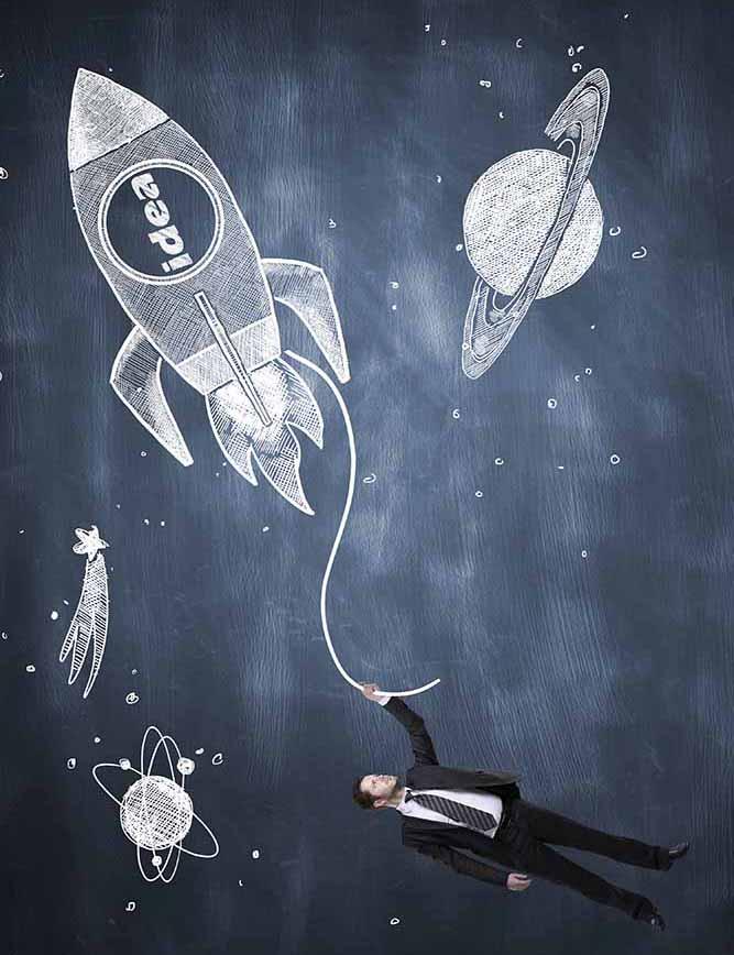 Painted Rocket And Planet On Chalkboard For Children Photo Backdrop Shopbackdrop