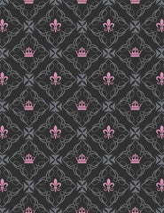 Pink Crown Painted On Black Checker Damask Photography Backdrop Shopbackdrop