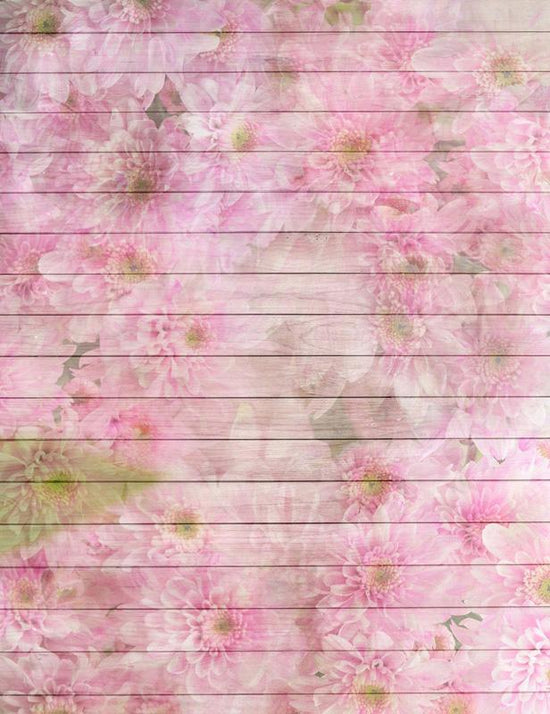 Pink Daisy Painted Wood Floor Mat Texture Photography Backdrop ...