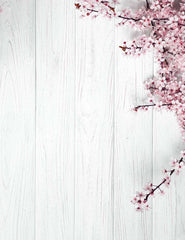 Pink Flowers On Light Cyan Wood Floor Photography For Spring Backdrop Shopbackdrop