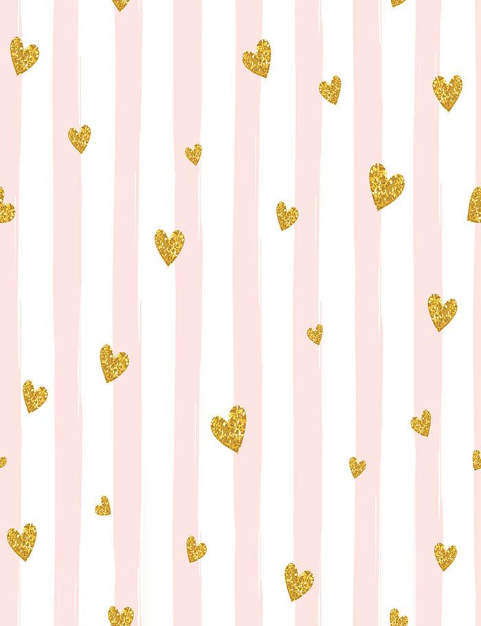 Pink Stripe With Golden Hearts For Birthday Photography Backdrop  J-0126 Shopbackdrop