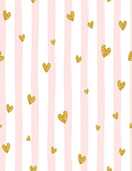 Pink Stripe With Golden Hearts For Birthday Photography Backdrop  J-0126 Shopbackdrop
