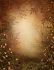 Printed Autumn Yellow Road Red Leaves Photography Backdrop J-0450 Shopbackdrop