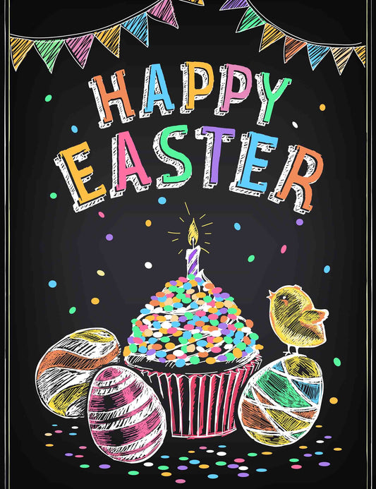Printed Colorful Easter Eggs On Chalkboard Photography Backdrop Shopbackdrop