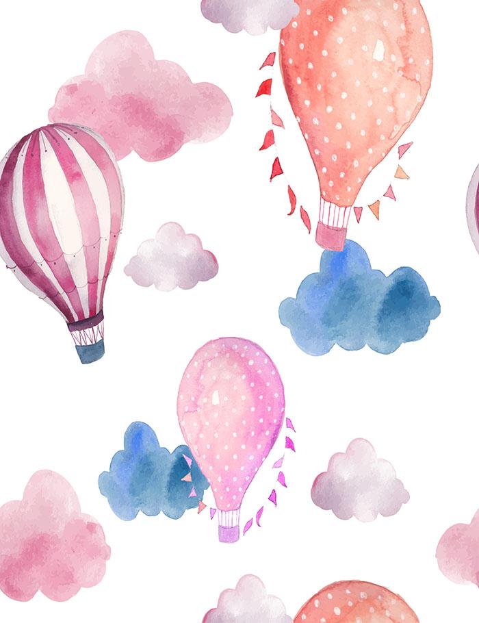Printed Hot Air Balloons With Colorful Clouds Photography Backdrop Shopbackdrop