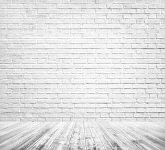 Printed Retro White Brick Wall Texture With Old Floor Photography Backdrop J-0325 Shopbackdrop