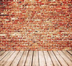 Printed Senior Red Brick Wall Texture With Wood Floor Backdrop For Photography Shopbackdrop