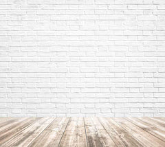Printed White Brick With Wooded Floor Texture Photography Backdrop  J-0326 Shopbackdrop