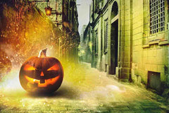 Pumpkin On Street With Spark For Halloween Holiday Photography  Backdrop Shopbackdrop