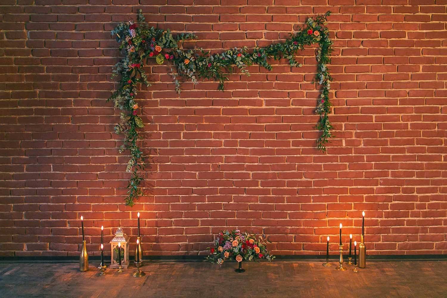 Red Brick Wall With Flower Belt For Event Photography Backdrop Shopbackdrop