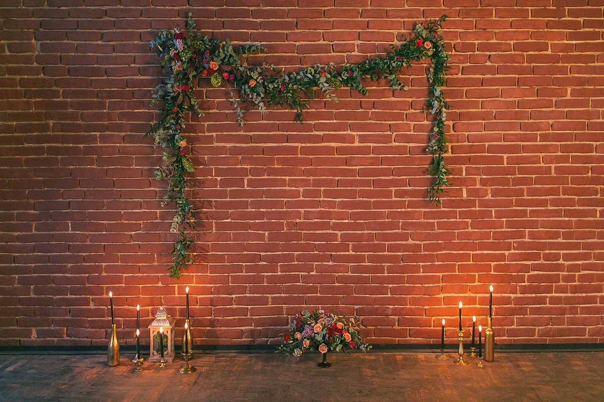 Red Brick Wall With Flower Belt For Event Photography Backdrop Shopbackdrop