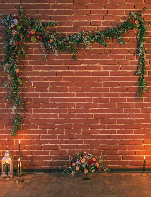 Red Brick Wall With Flower Belt For Event Photography Backdrop Shopbackdrop
