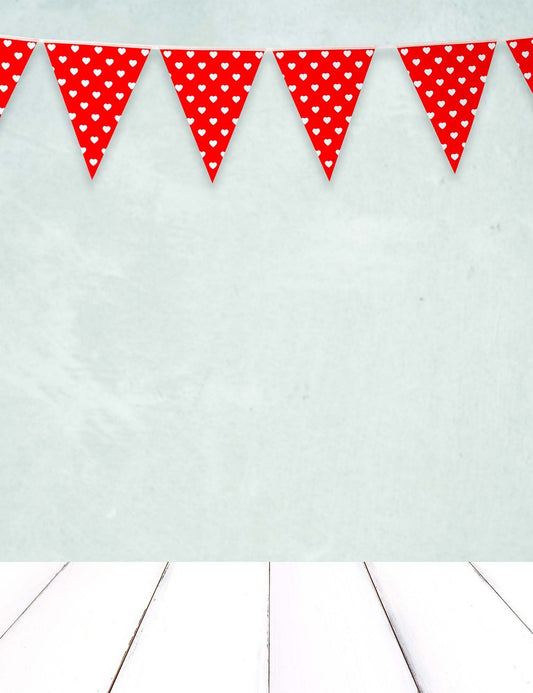 Red Flags Hand Before Light Cyan Wall Backdrop Shopbackdrop