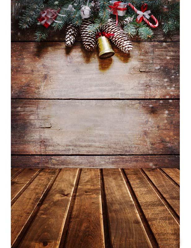 Retro Brown Wooden Floor Mat With Christmas Firetree For Holiday Photography Backdrop Shopbackdrop