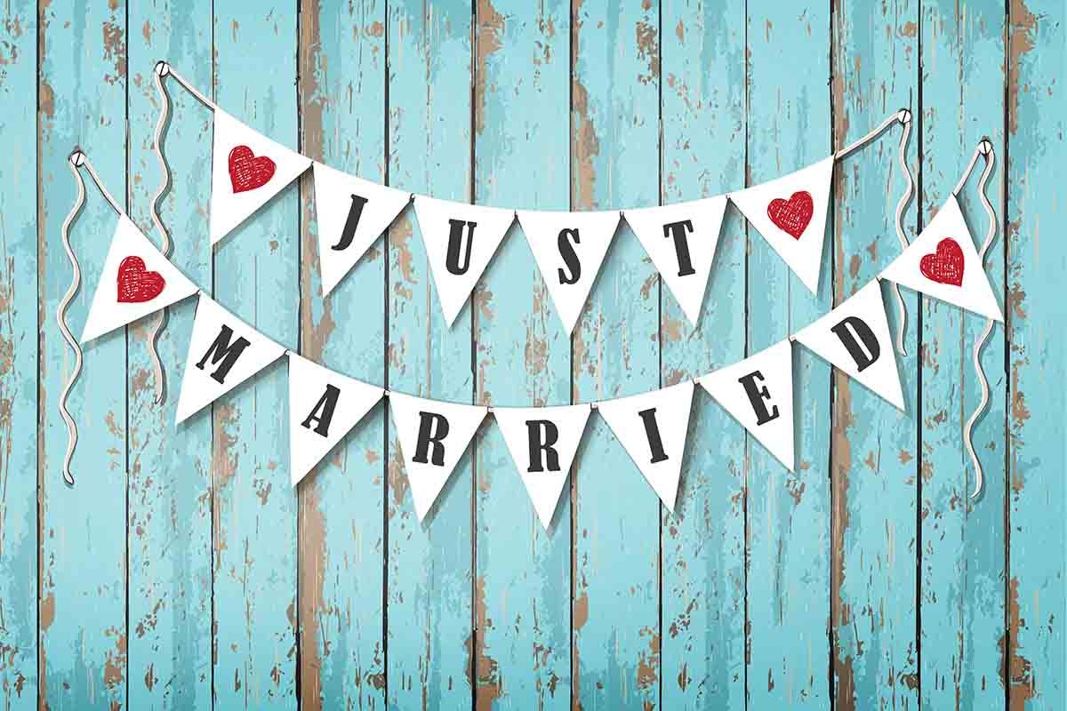 Retro Green Wood Floor Wall With Married Flags Photography Backdrop Shopbackdrop