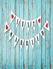 Retro Green Wood Floor Wall With Married Flags Photography Backdrop Shopbackdrop