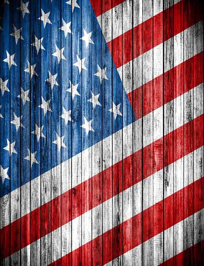 Retro Painted American Flag On Wood Floor For Holiday Photography Fabric Backdrop Shopbackdrop