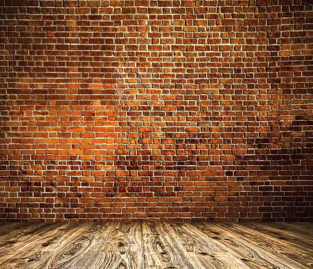 Retro Red Brick Texture Wall With Wooden Floor Backdrop Shopbackdrop