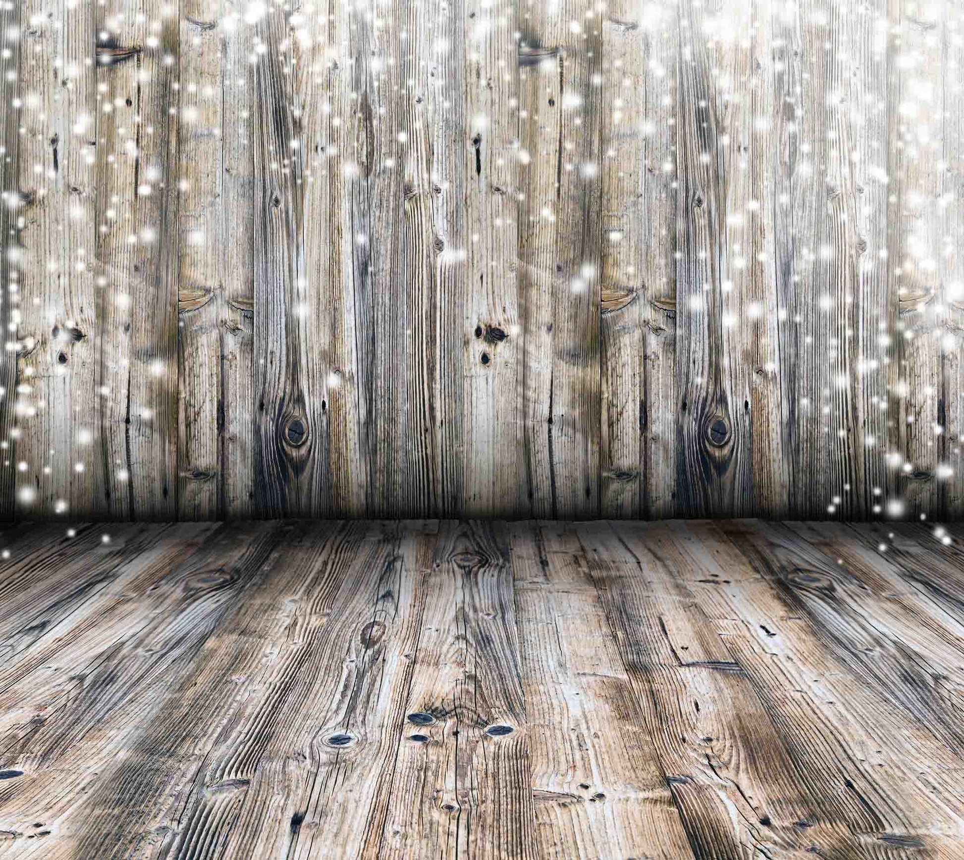 Retro Wood Wall With Snow Bokeh For Christmas Backdrop Shopbackdrop