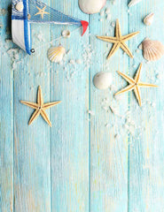 Sailboat And Shell On Baby Blue Wood Floor Backdrop Shopbackdrop