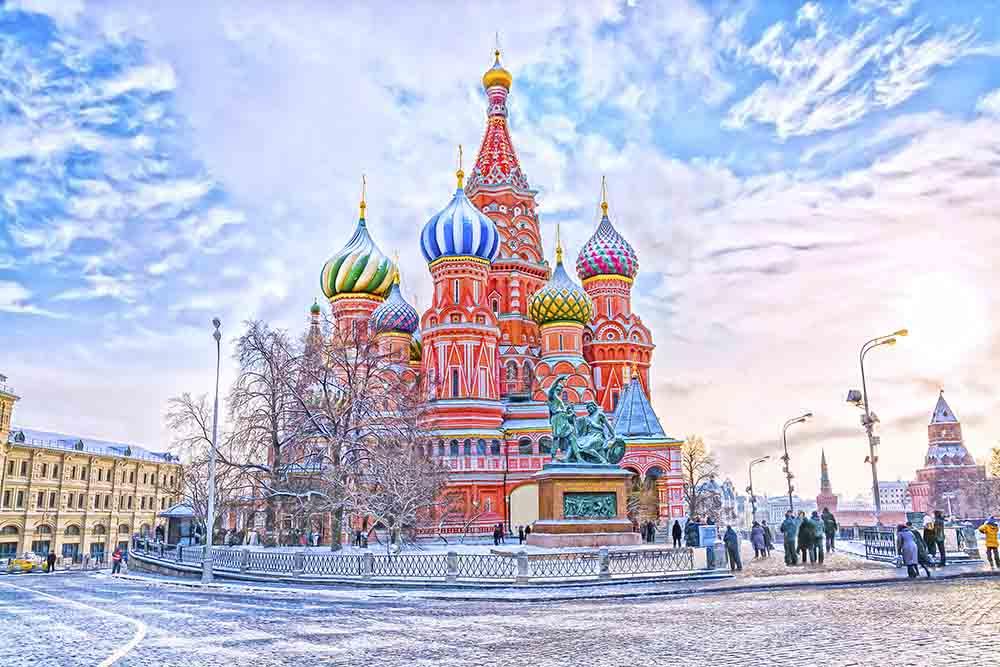 Saint Basil's Cathedral In Red Square In Winter  Sunset Photography Backdrop J-0225 Shopbackdrop