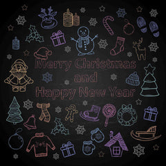 Santa Claus Christmas Tree And Gift Printed On Chalkboard Photography Backdrop Shopbackdrop