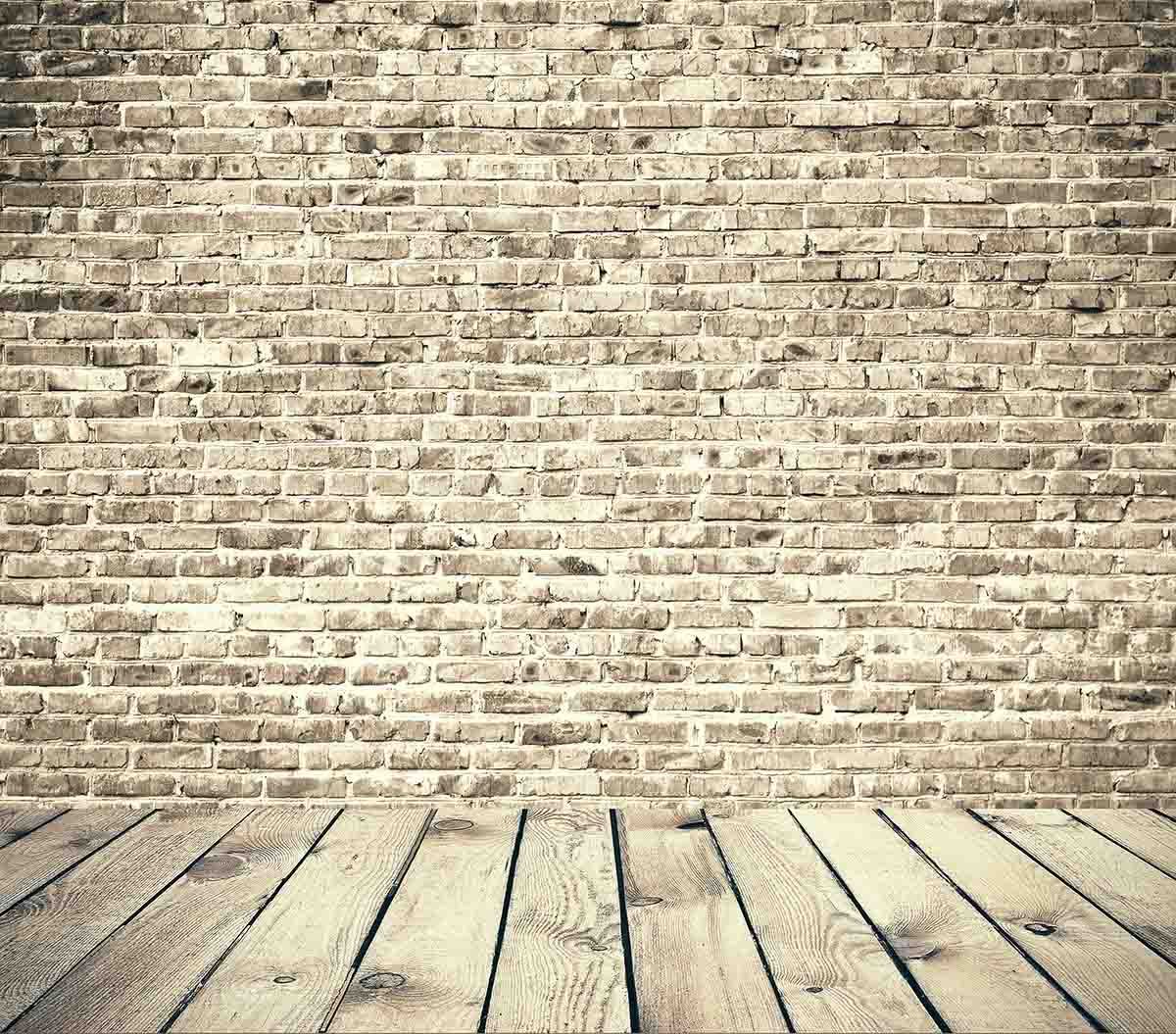Senior Cream Color Brick Wall With Wood Floor Photography Backdrop Shopbackdrop
