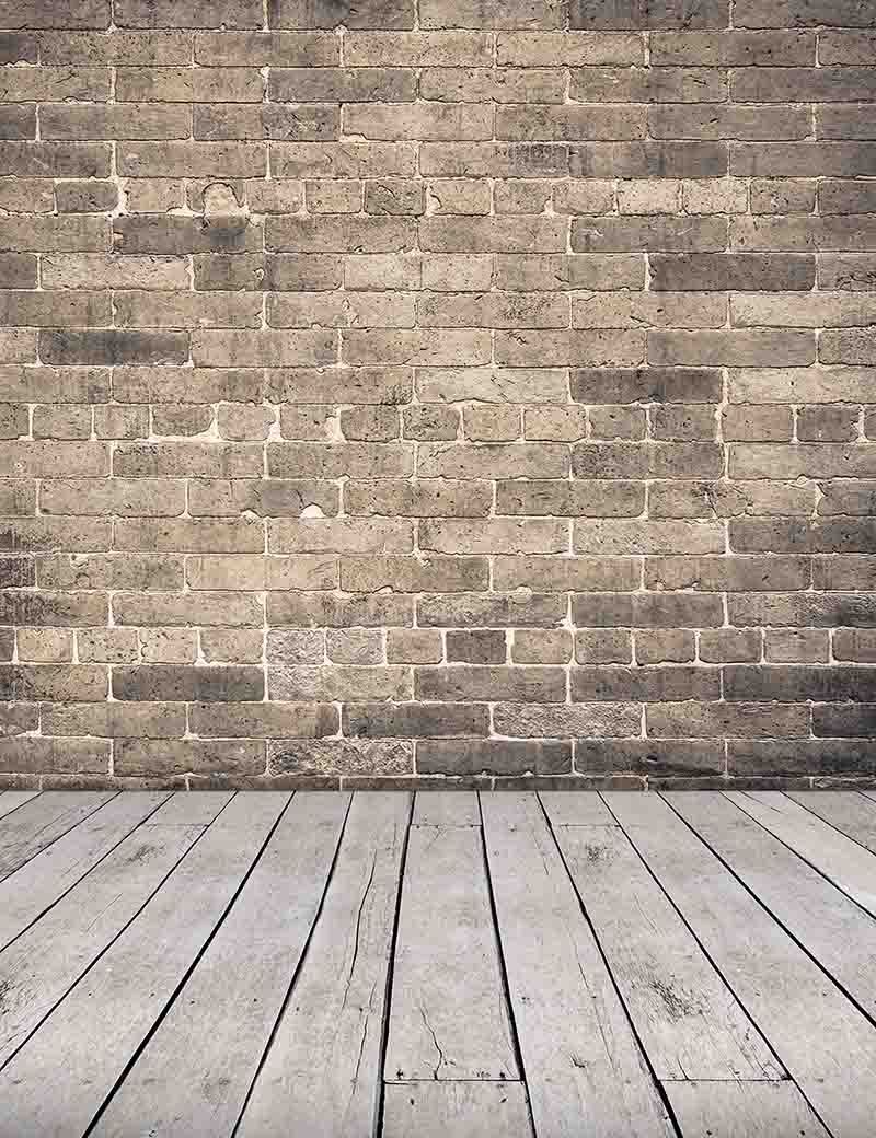 Senior Gray Red Brick Wall With Old Wood Floor Photography Backdrop Shopbackdrop