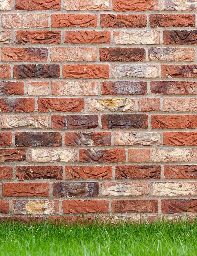 Senior Red Brick Wall Texture With Grass Floor Backdrop For Photography Shopbackdrop