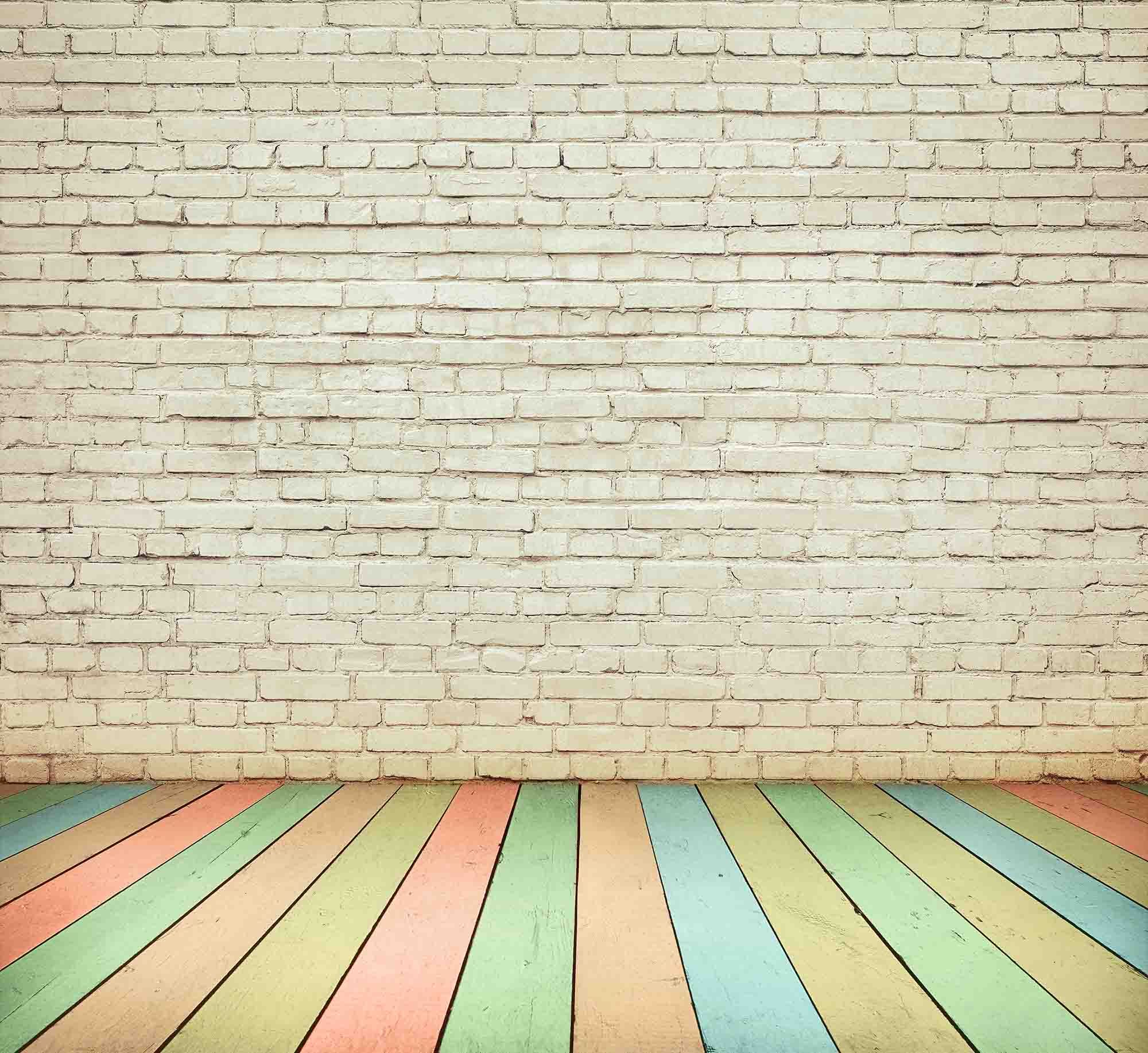 Senior White Brick Wall With Rain Color Wood Floor Backdrop For Baby Photography Shopbackdrop
