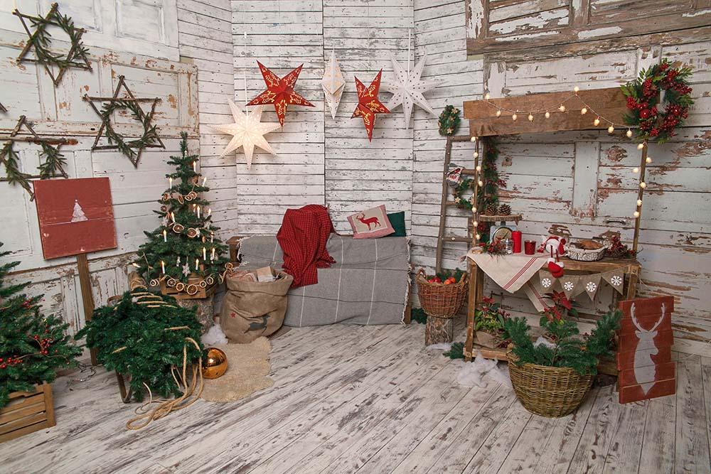 Senior White Room Decorated For Christmas Photography Backdrop N-0069 Shopbackdrop
