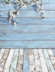 Senior Wood Floor Mat And Wood Wall With Cherry Blossoms Backdrop Shopbackdrop