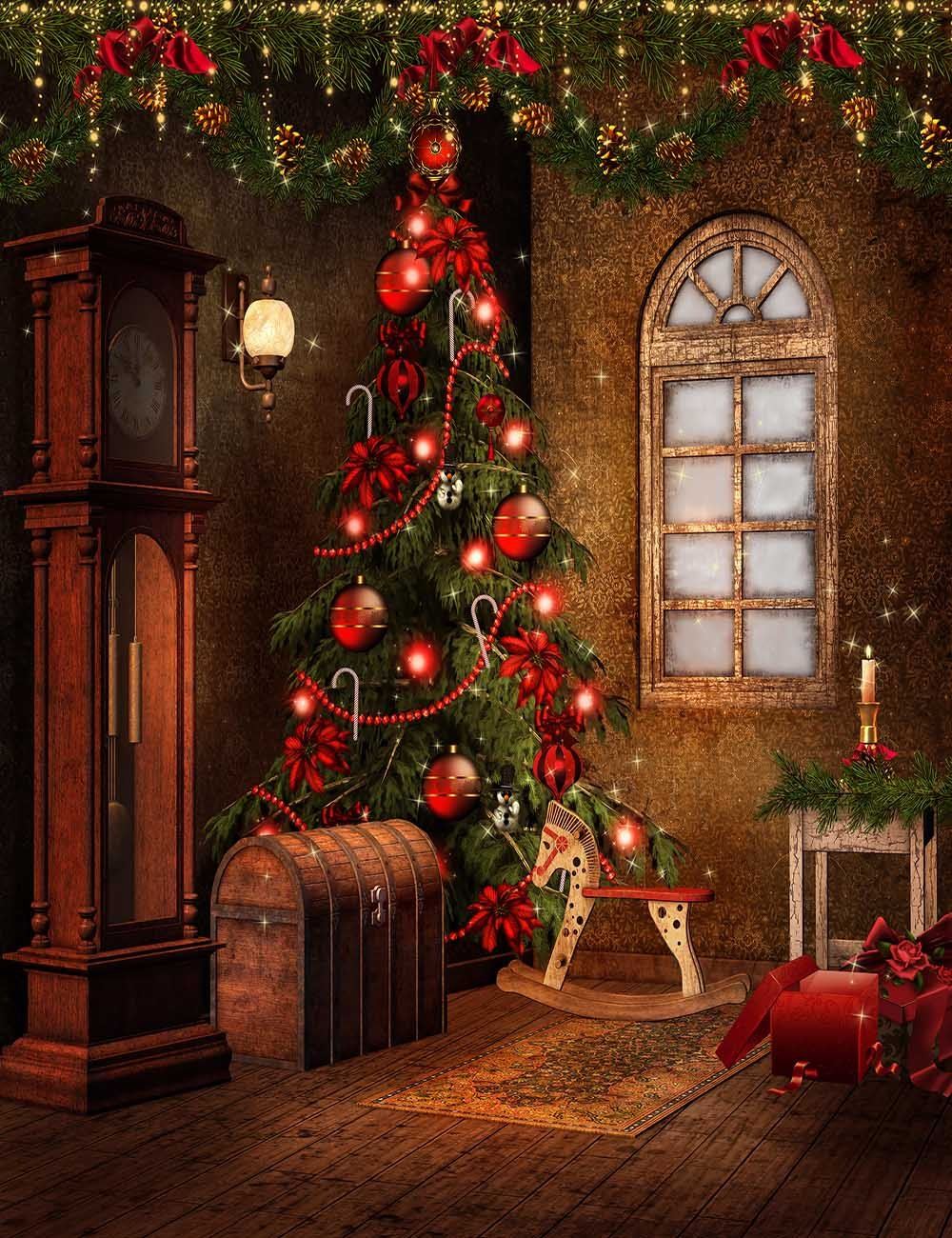 Senior Christmas Decorations Interior Holiday Photography Backdrop J-0650 Shopbackdrop