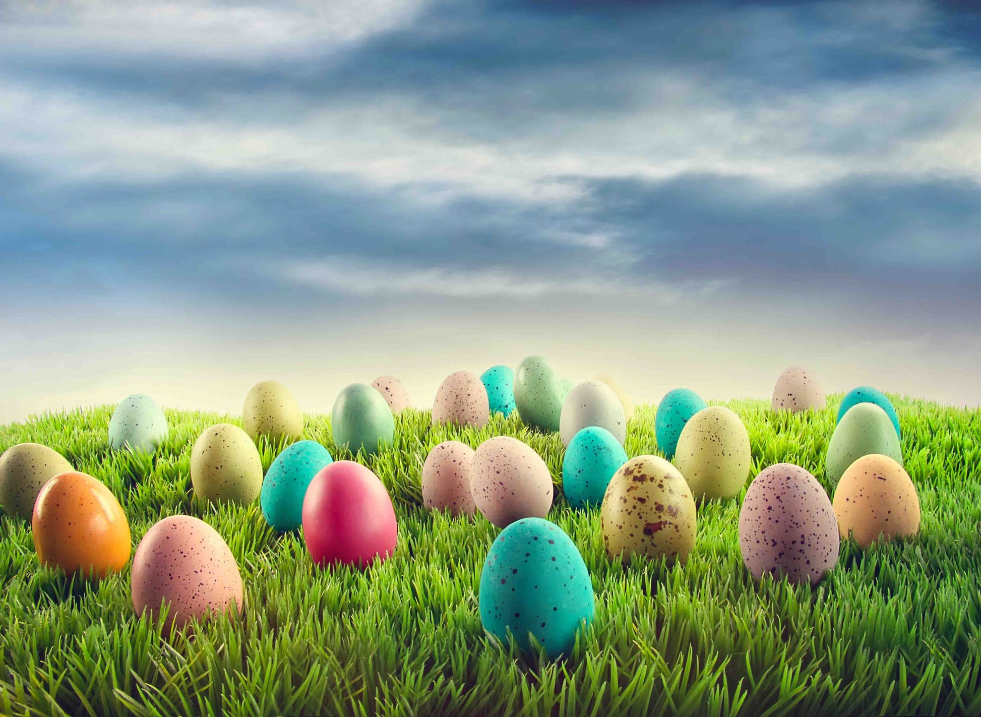 Colorful Easter Eggs On Green Grass Photography Backdrop Shopbackdrop