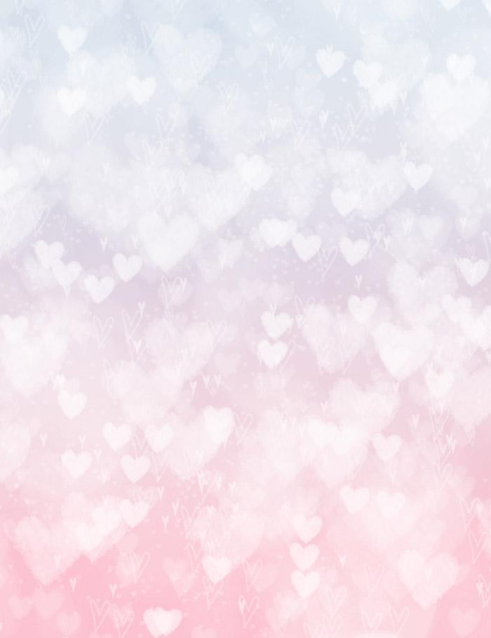 Silver Hearts Bokeh With Pink And White Background Photography Backdrop J-0131 Shopbackdrop