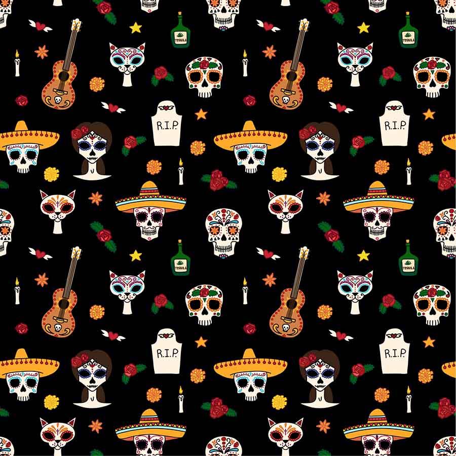 Skull Cat Gitta Printed For Day Of Death Photography Backdrop J-0534 Shopbackdrop