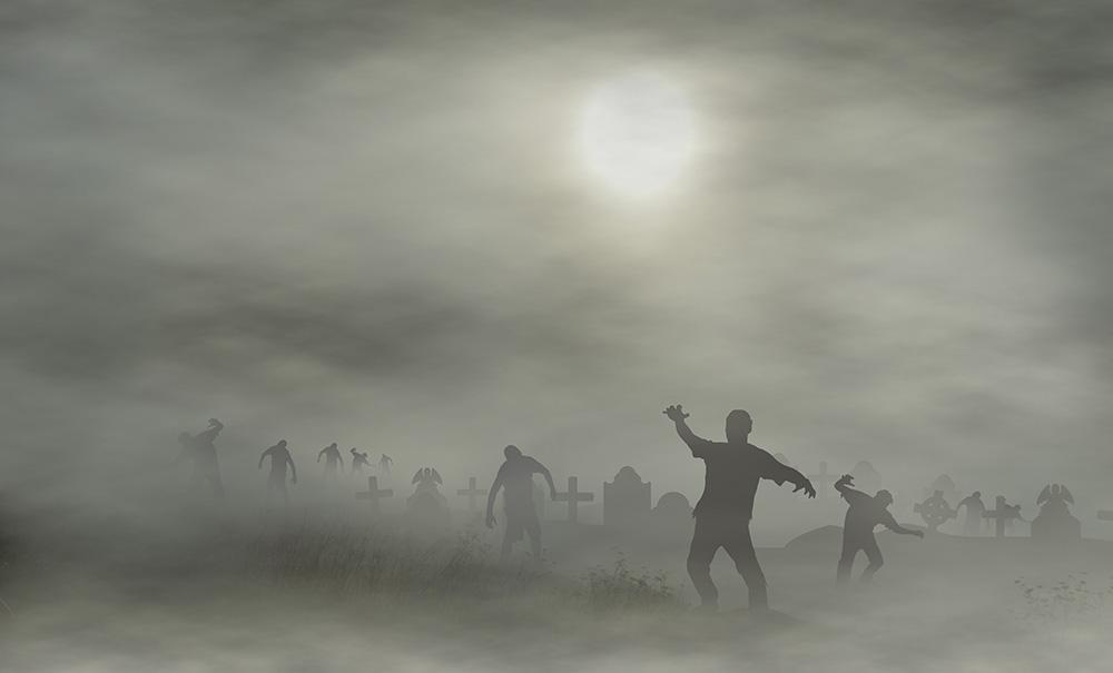 Smoggy Weather  Cemetery With Zombies For Halloween Photography Backdrop J-0063 Shopbackdrop